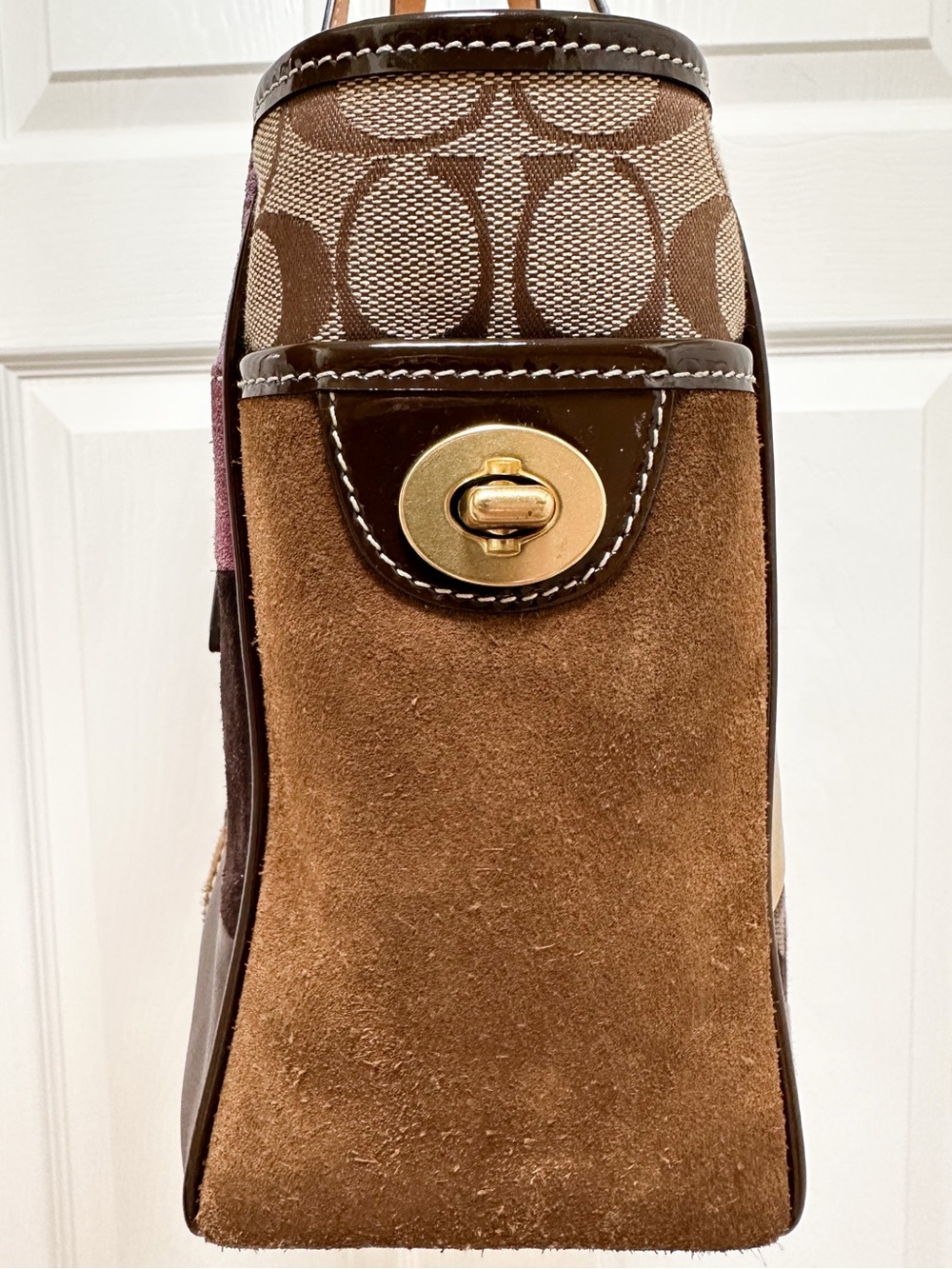 Coach Holiday Patchwork Tote Haircalf Suede Y2K Bag - Picture 10 of 17